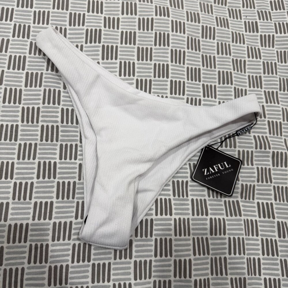 ZAFUL Women's High Cut Cheeky Plain While Solid Bikini Bottom